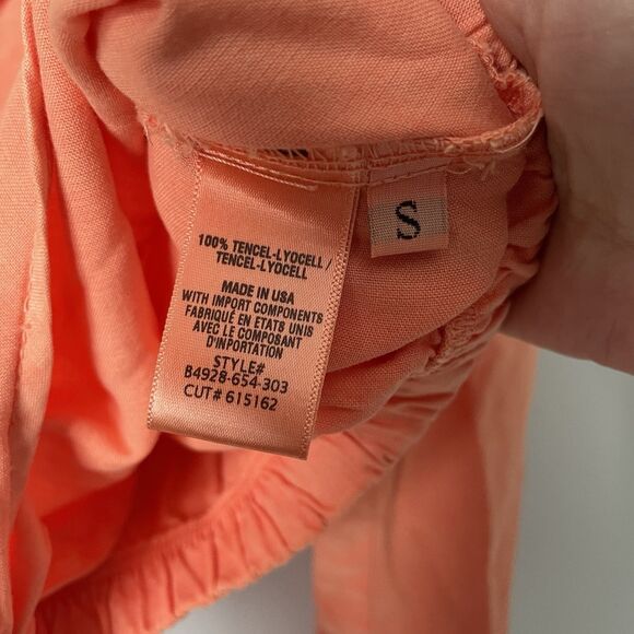 Bella Dahl Crop Button Up Blouse Top Orange Long Sleeve 100% Tencel Womens Small - Picture 8 of 8